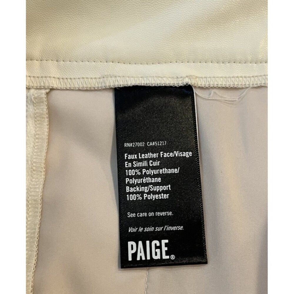 PAIGE Ladies Size 10 Martini Shorts Ecru White Faux Leather Pleated NWT $189 - Picture 5 of 5